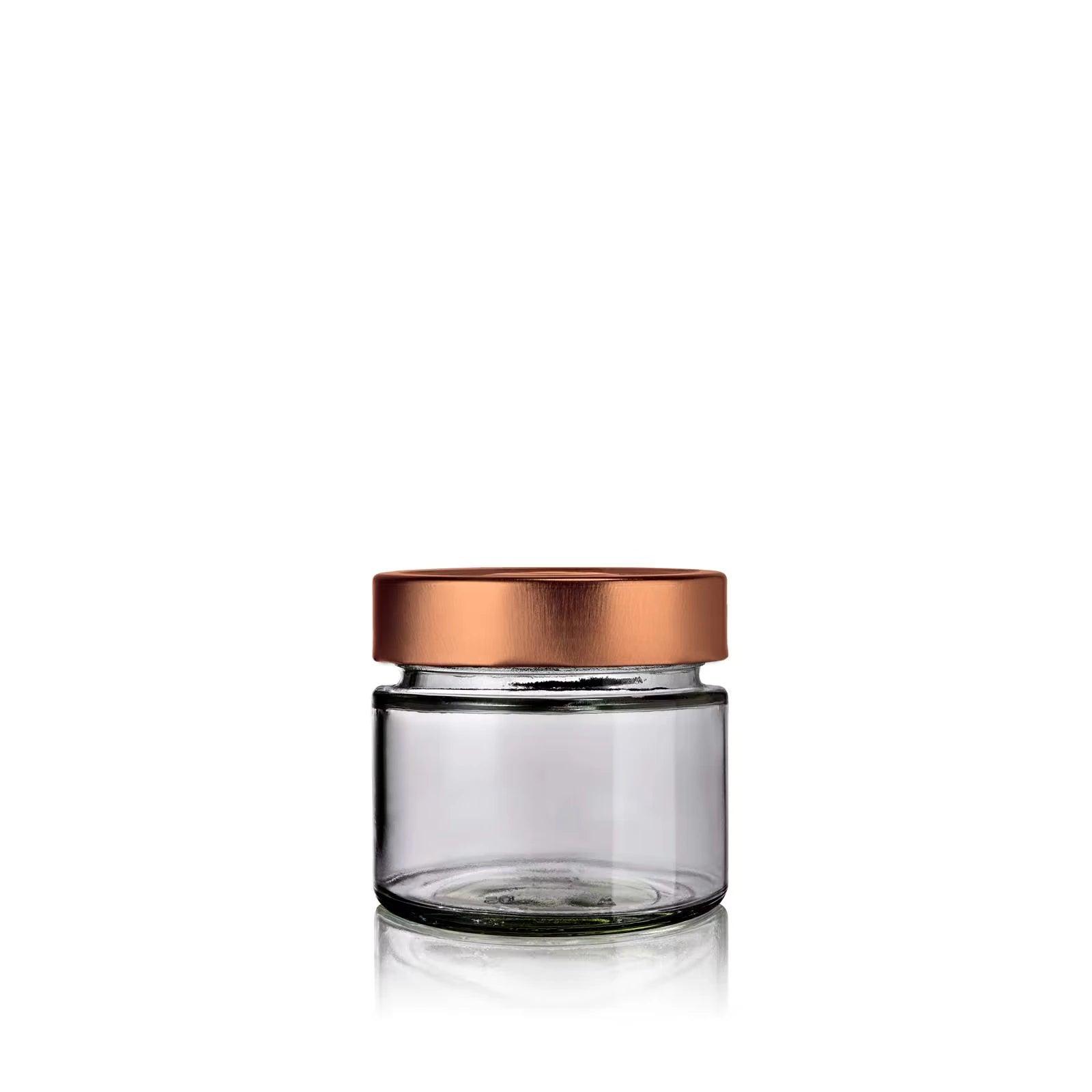 Petit pot en verre 106 mL avec couvercle deep cuivre