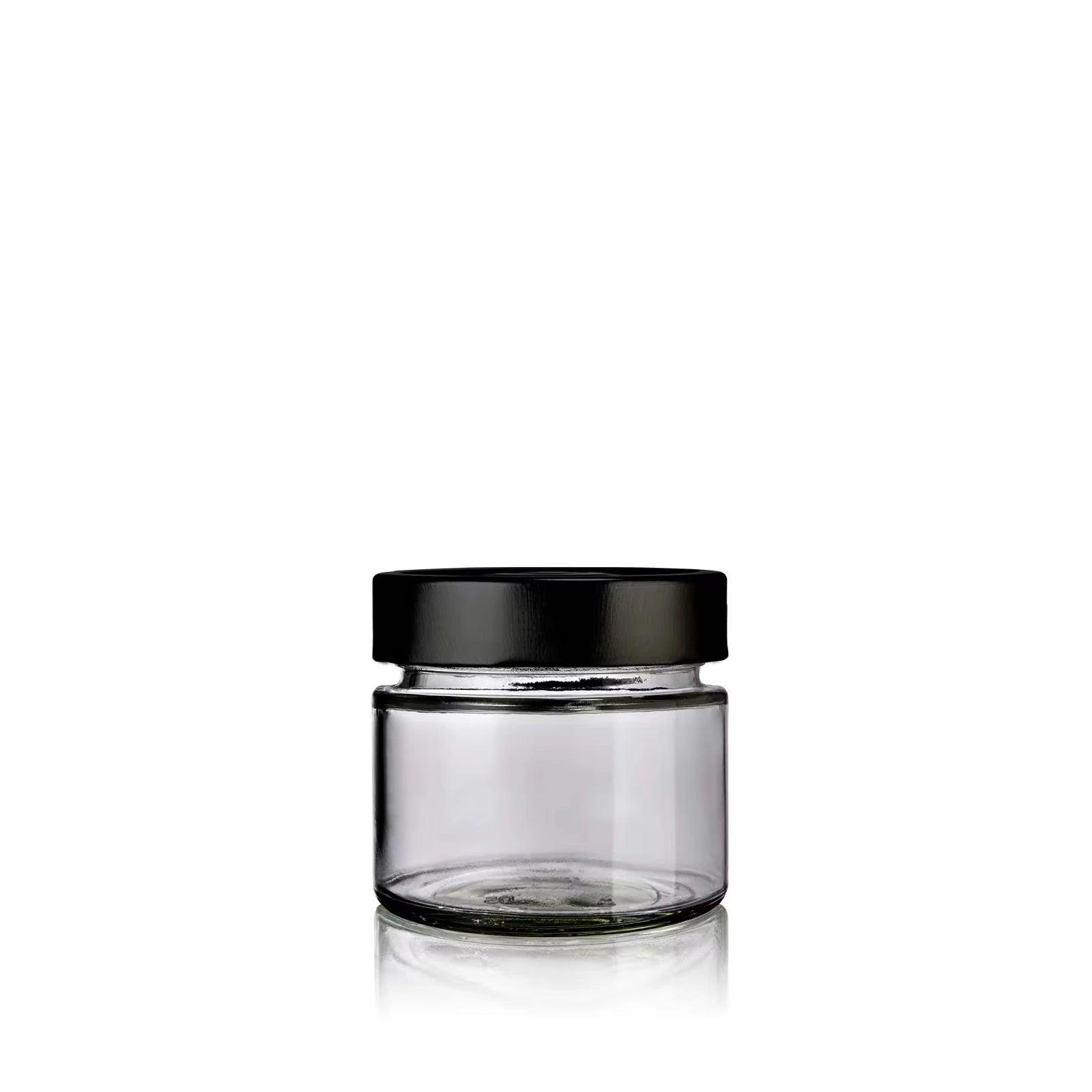 Petit pot en verre 106 mL avec couvercle deep noir
