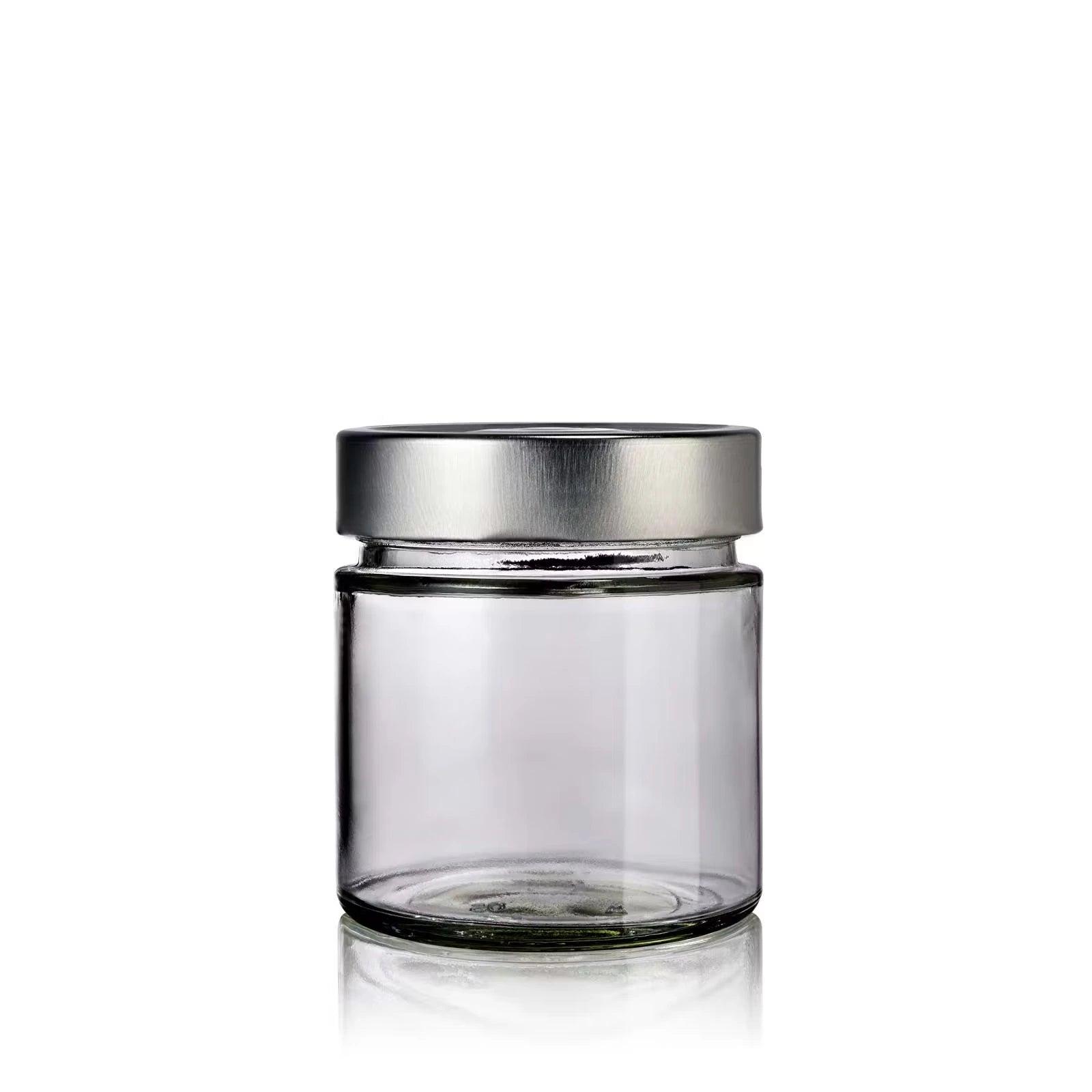 Pot en verre recyclé 212 ml design et moderne avec couvercle deep argent