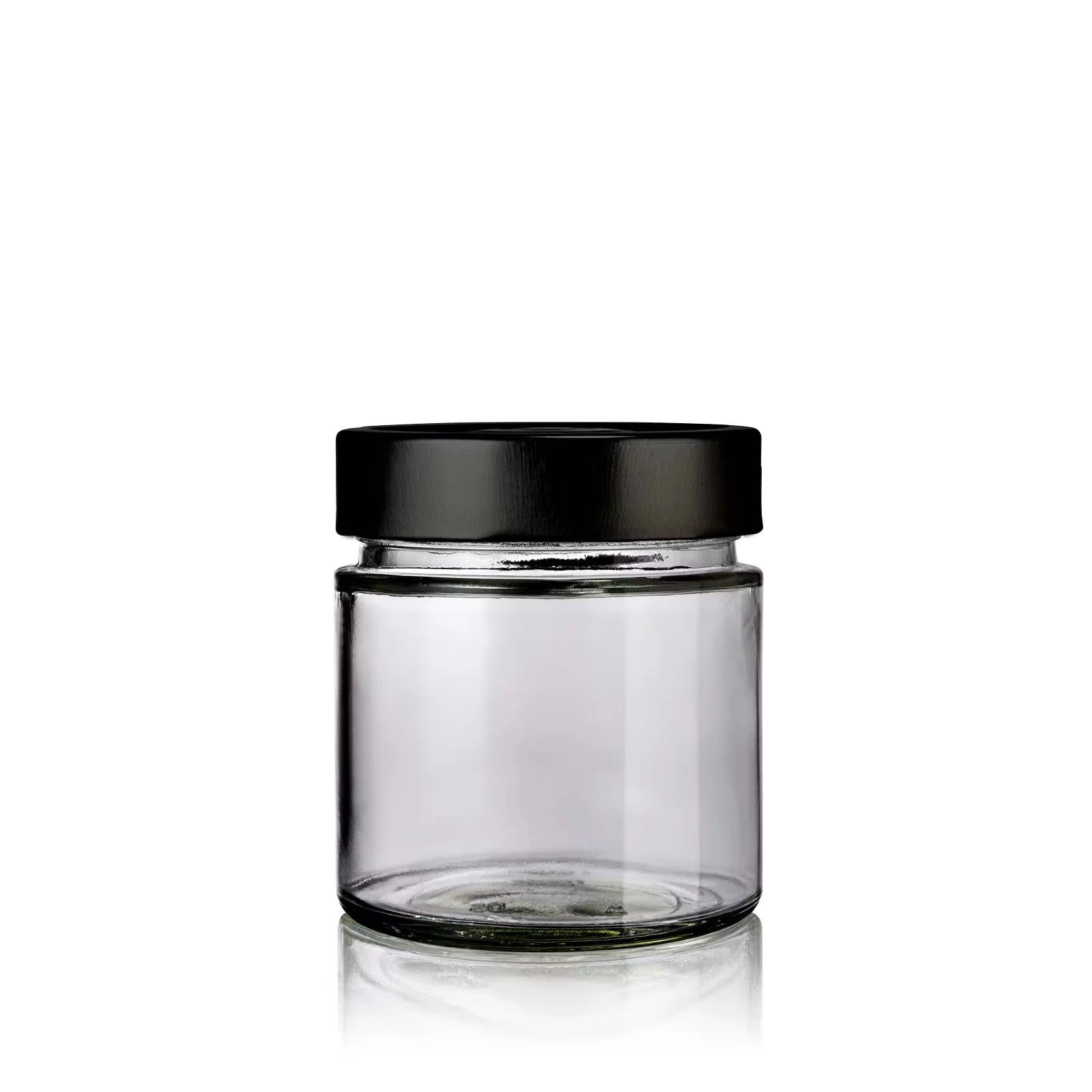 Pot en verre recyclé 212 ml design et moderne avec couvercle deep noir