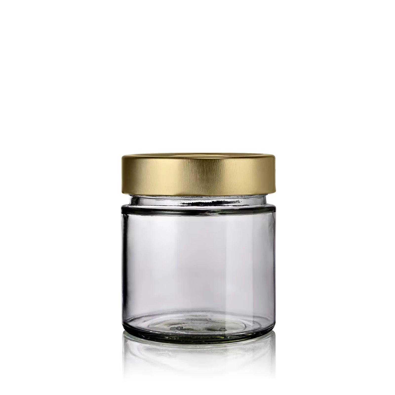 Pot en verre recyclé 212 ml design et moderne avec couvercle deep or