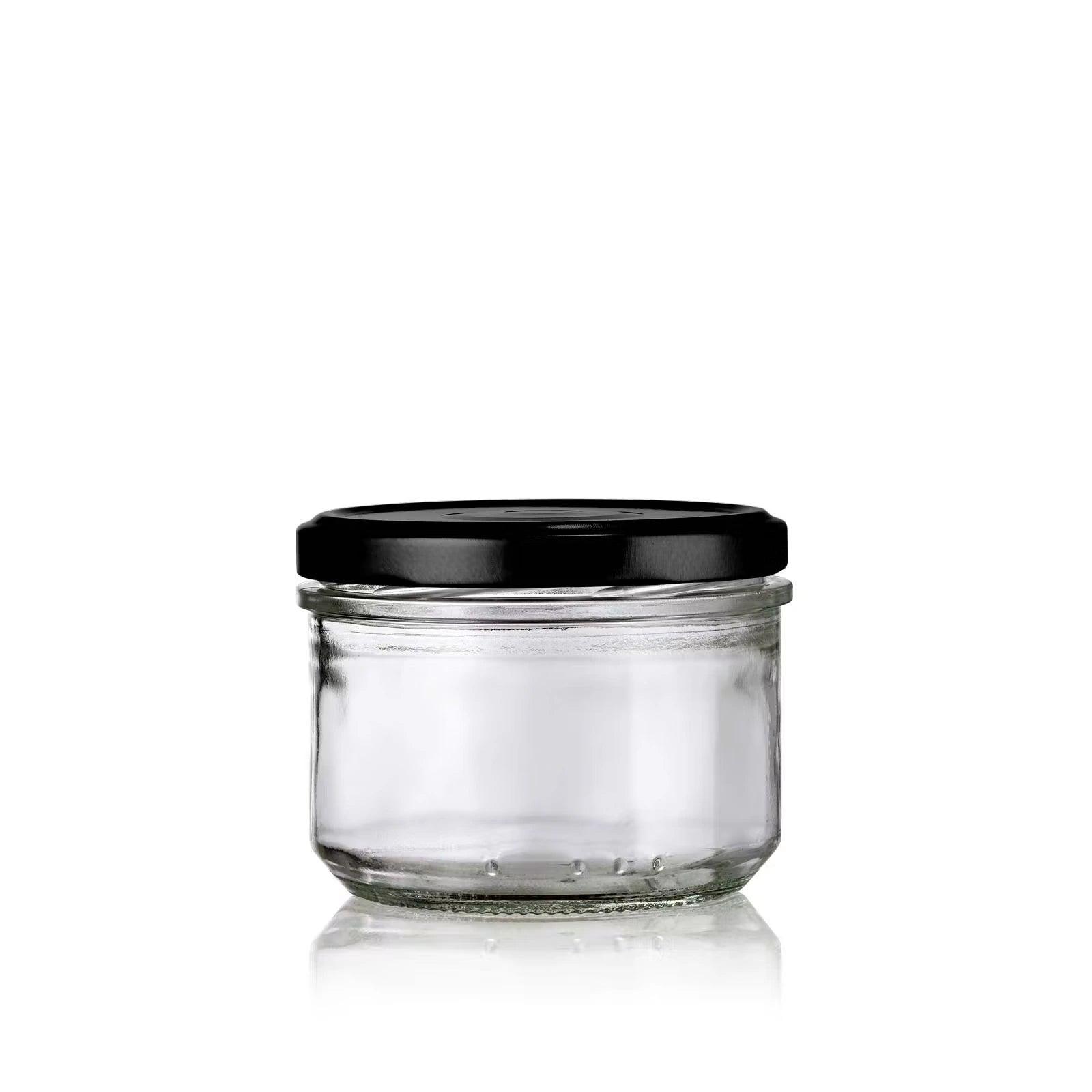 Pot en verre verrine 262 mL avec couvercle noir