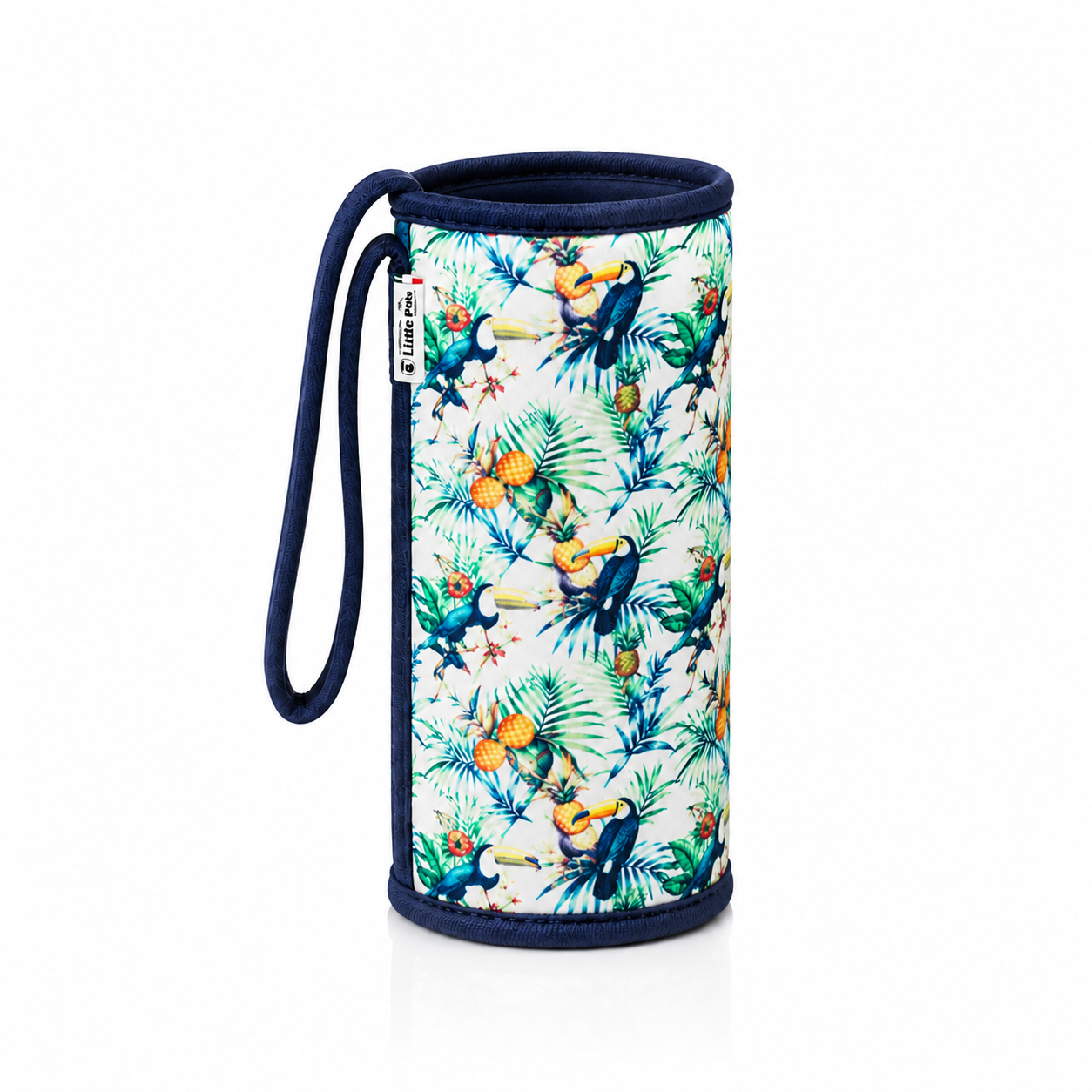Gourde en verre et housse protectrice Chopette été Tropical bleu