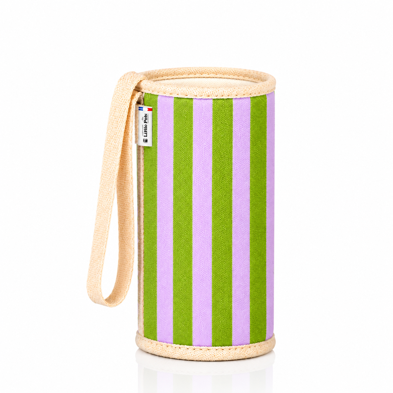 Gourde en verre et housse protectrice Chopette été rayures