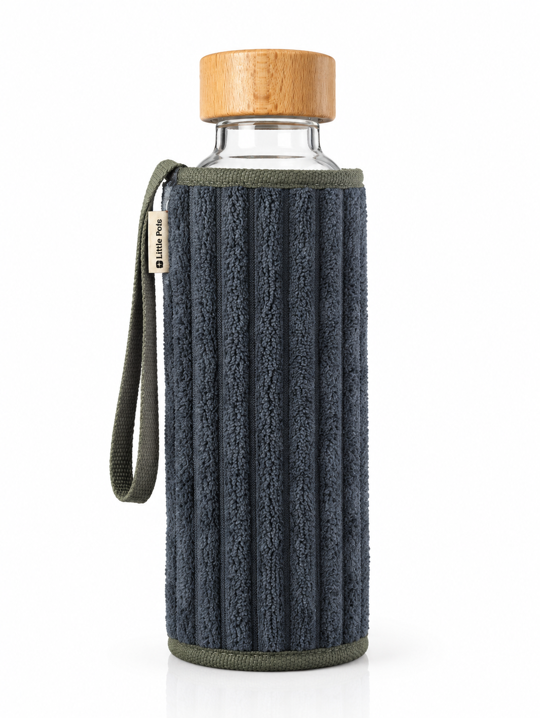 Gourde en verre et housse protectrice Chopette grosse côté marine automne-hiver