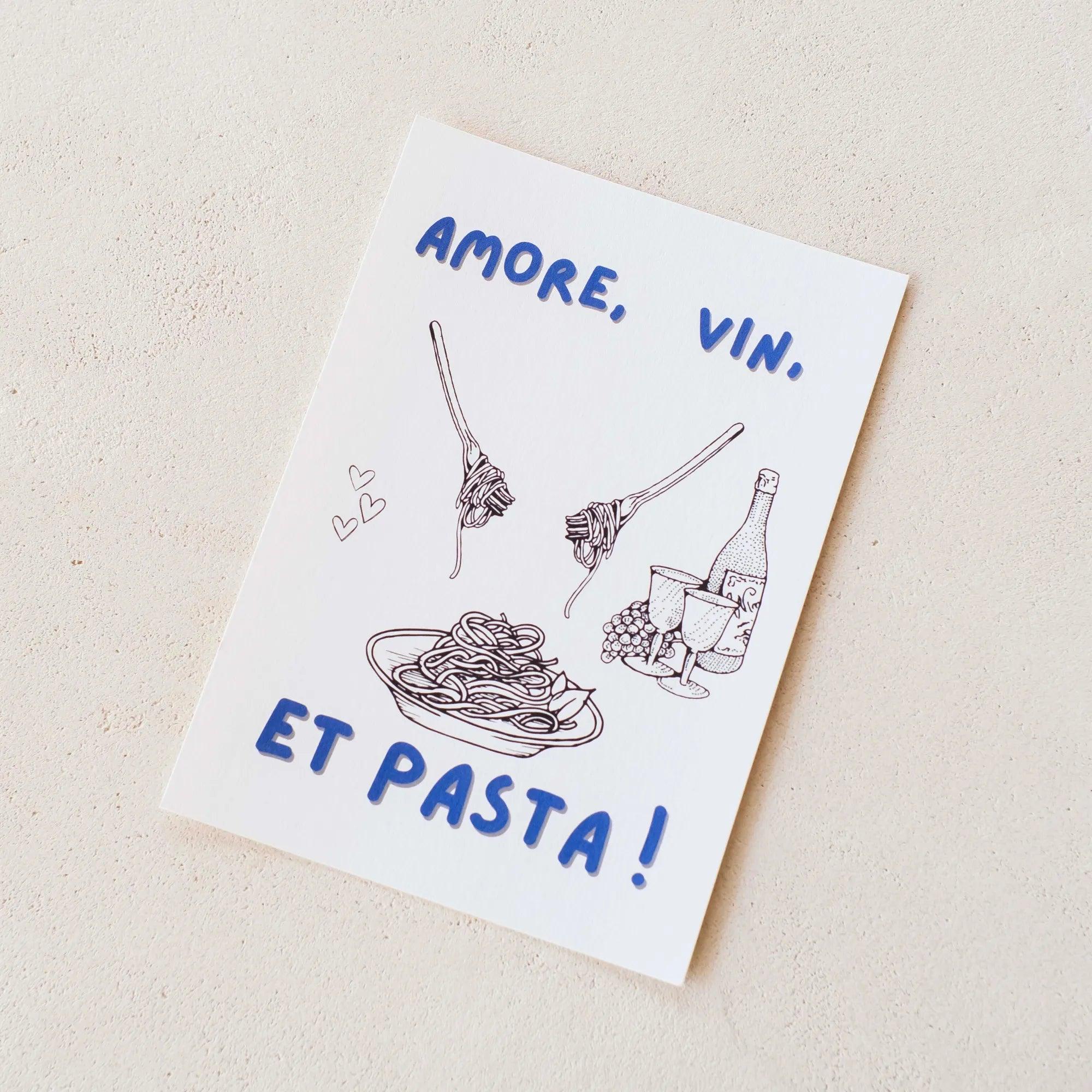 Trio Affiches AMORE VIN et PASTA - illustration