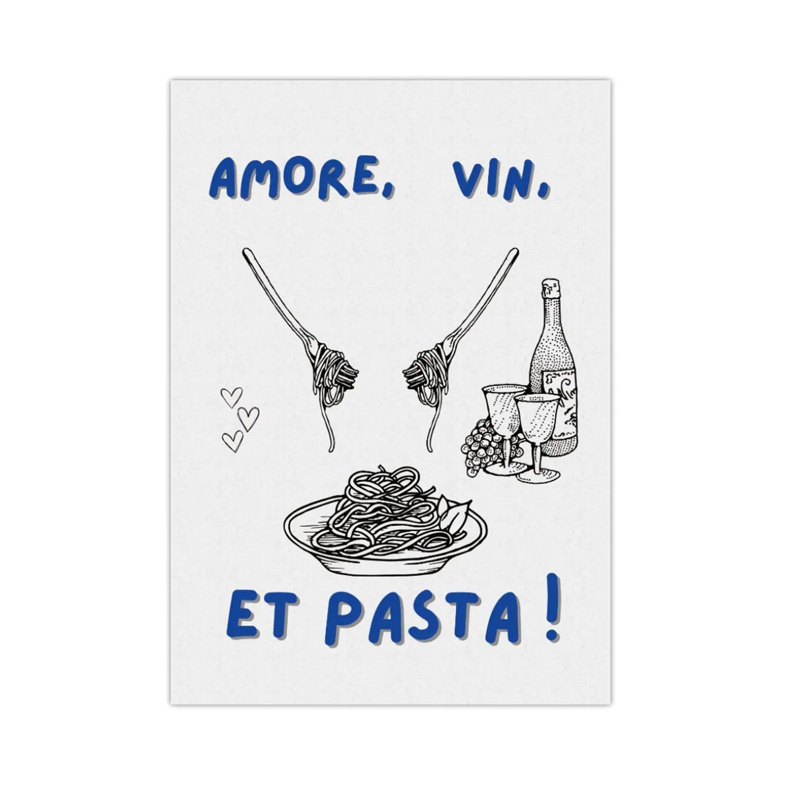 Affiche AMORE Vin et Pasta - illustration