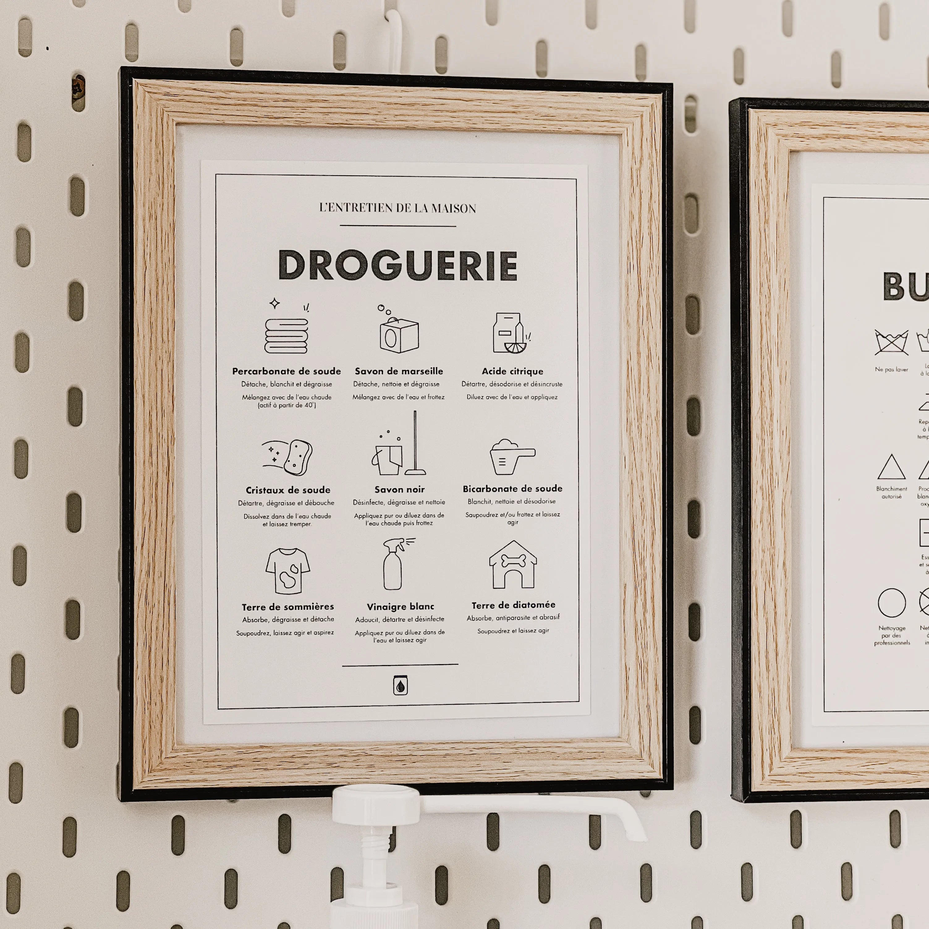 Duo Affiches BUANDERIE + DROGUERIE - Guides entretien linge et maison