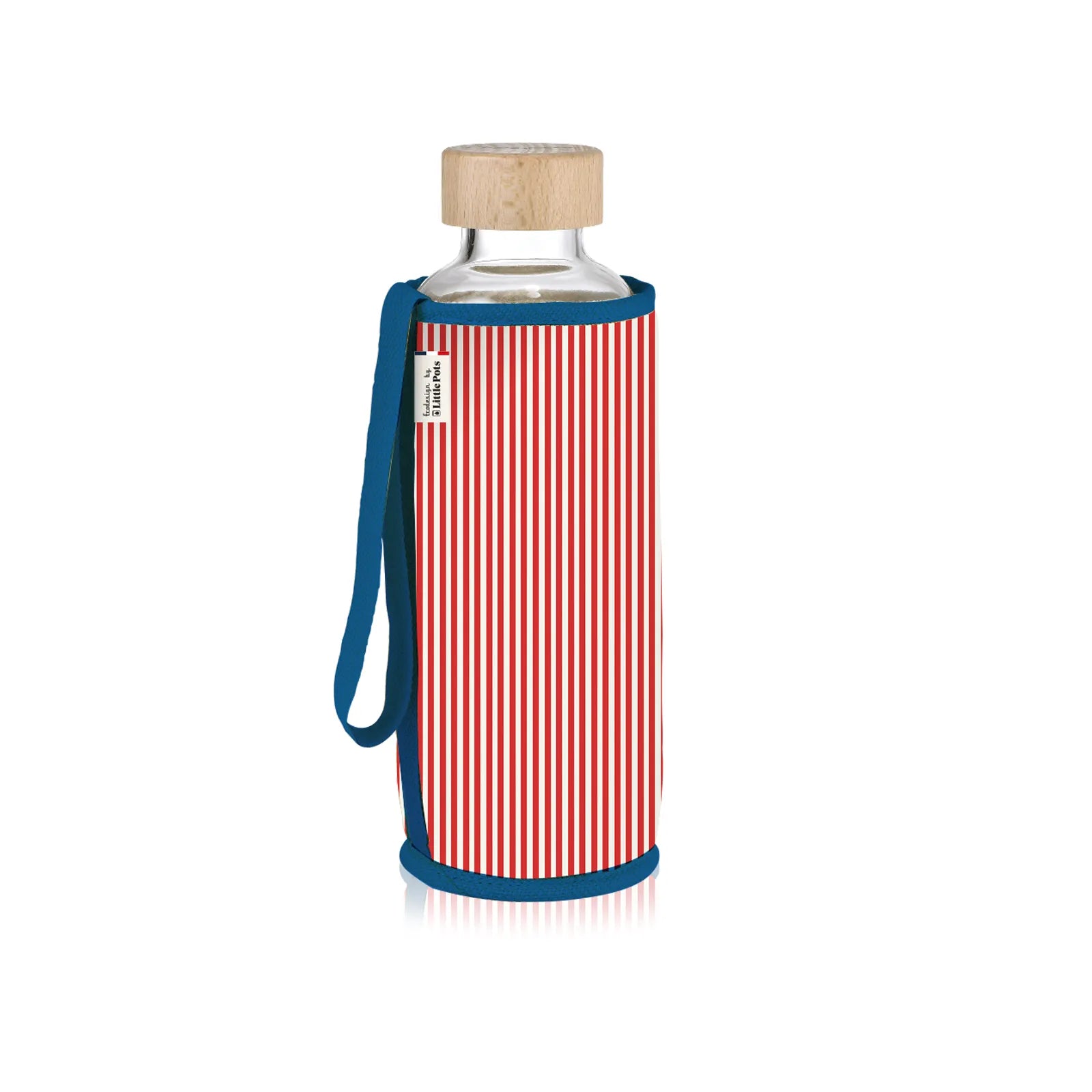 Gourde en verre et housse protectrice Chopette x La Charentaise Fines Rayures Rouges