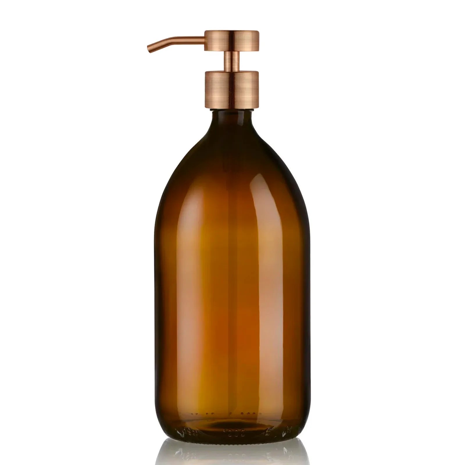Distributeur de savon verre ambré 1l avec pompe inox cuivre