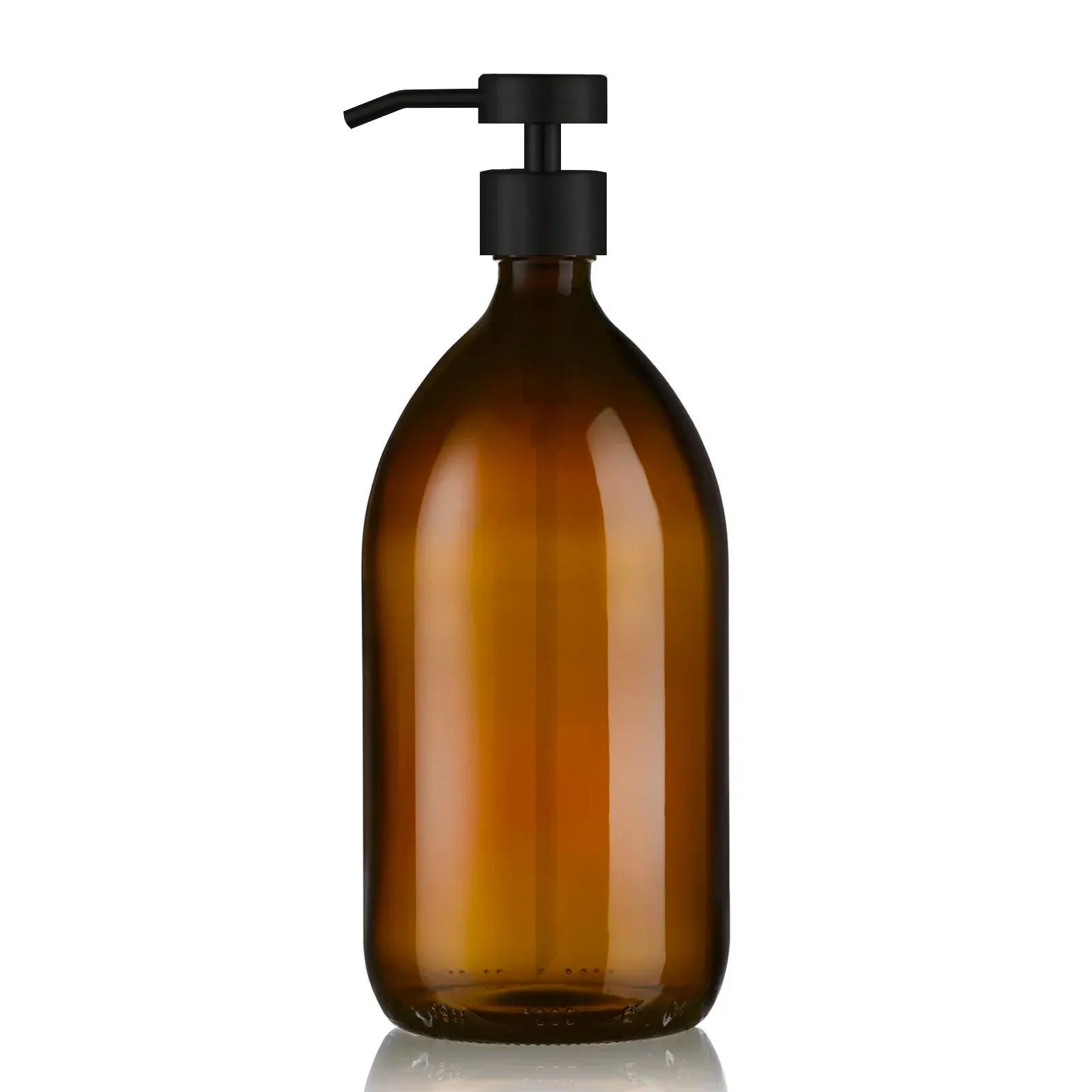 Distributeur de savon verre ambré 1l avec pompe inox noir mat