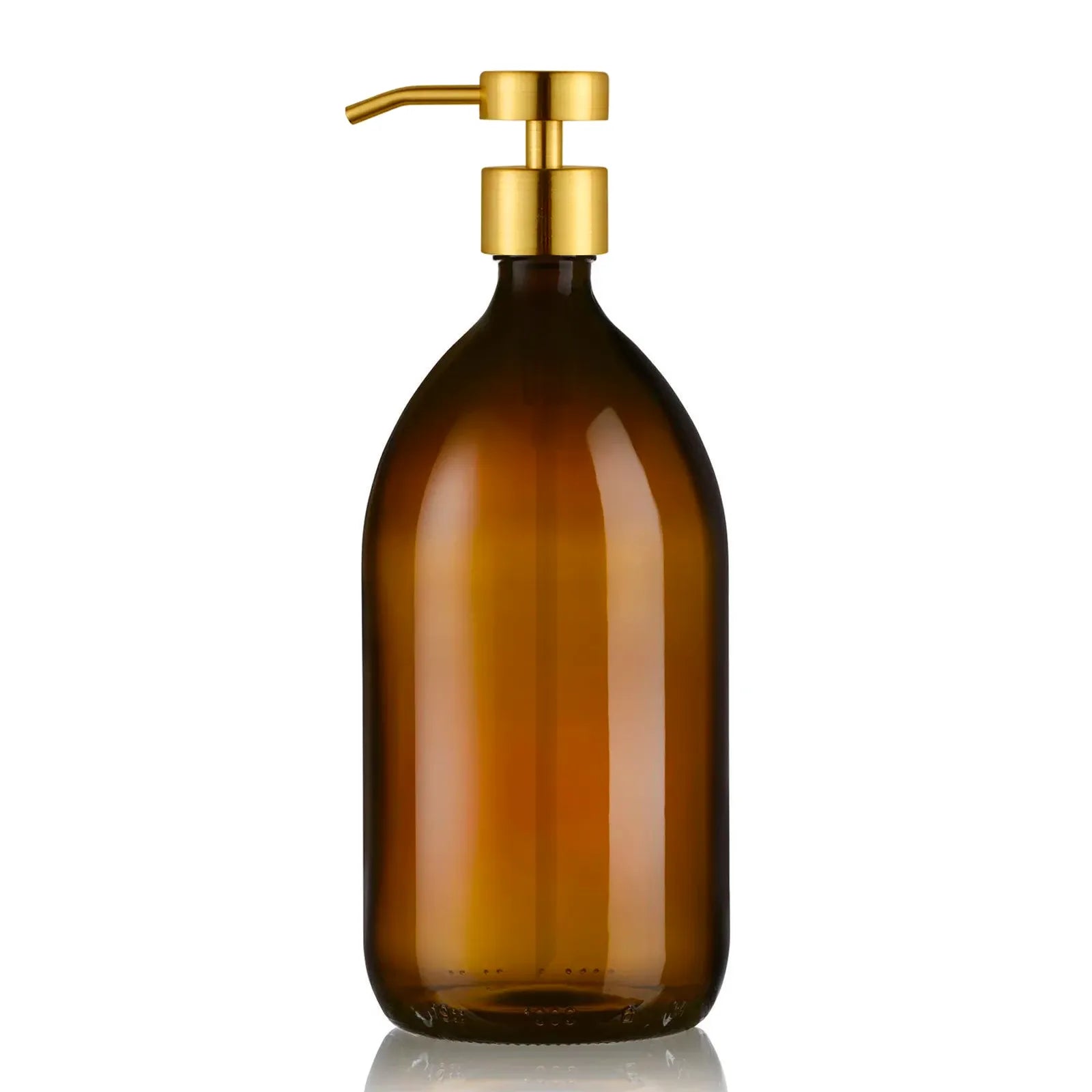 Distributeur de savon verre ambré 1l avec pompe inox doré