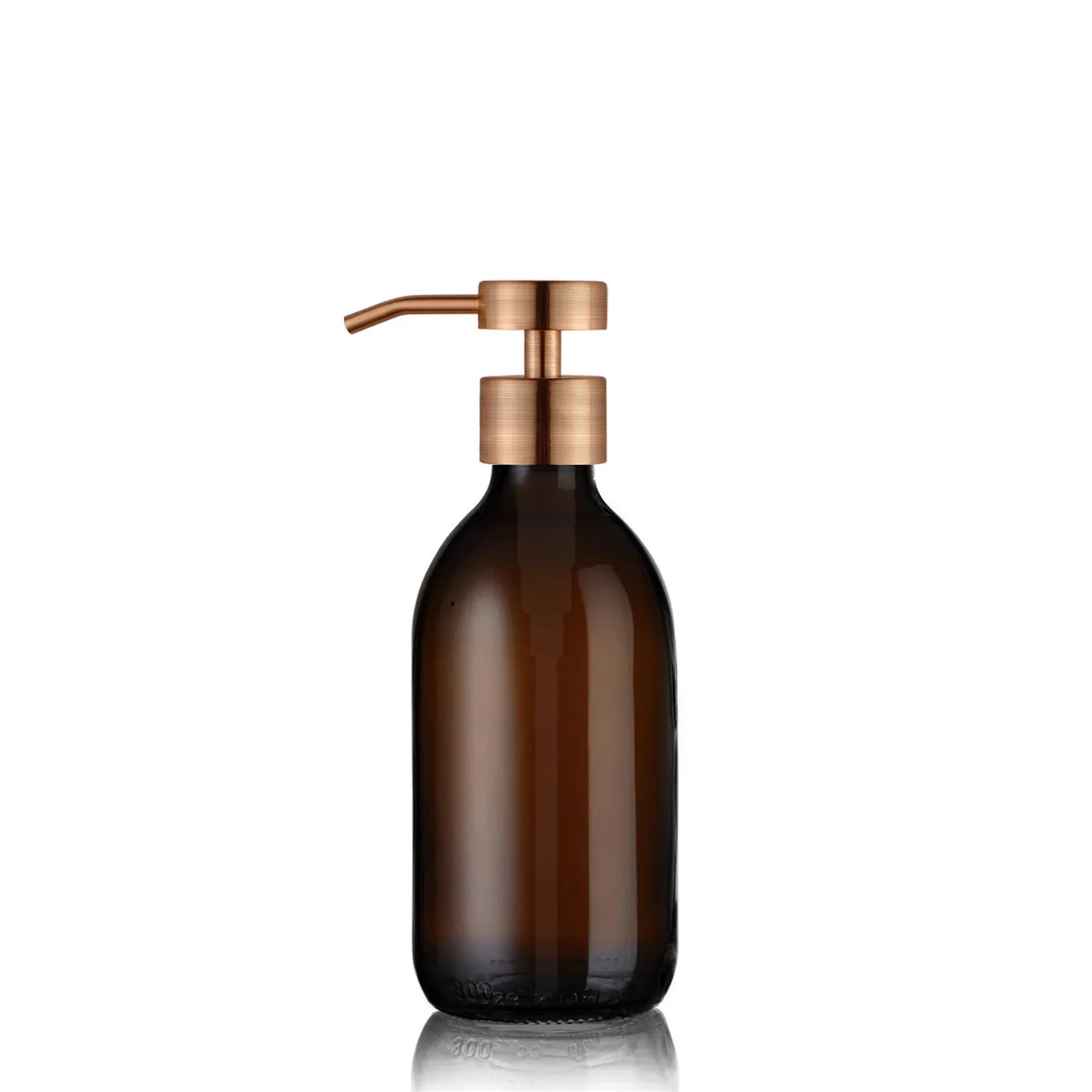 Distributeur de savon verre ambré 300ml avec pompe inox cuivre