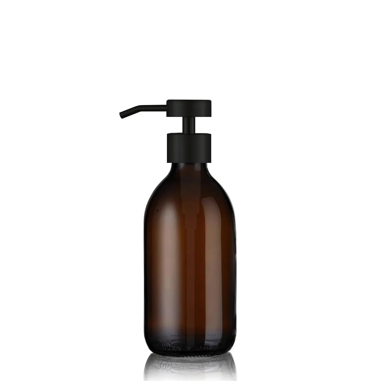 Distributeur de savon verre ambré 300ml avec pompe inox noir mat