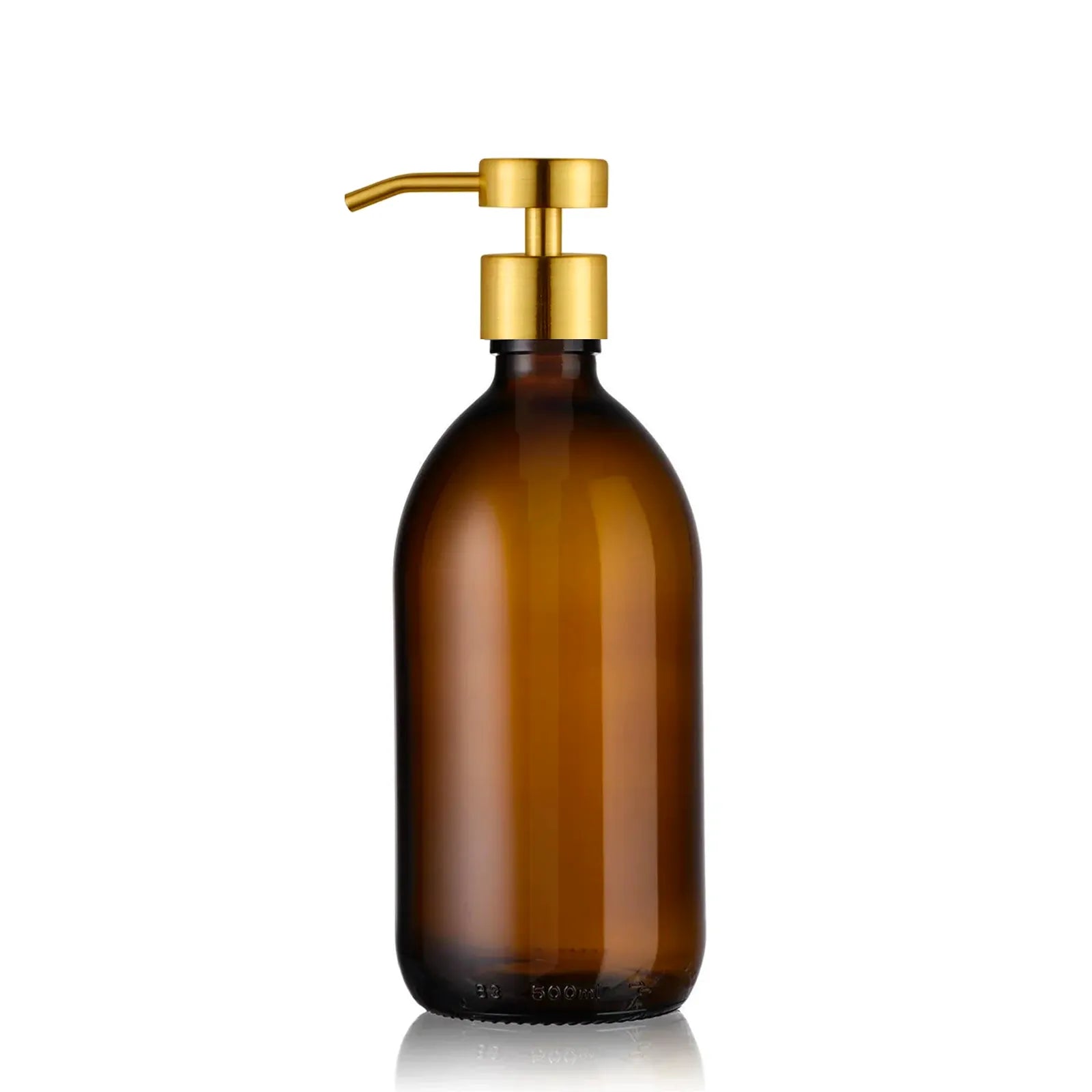 Distributeur de savon verre ambré 500ml avec pompe inox doré