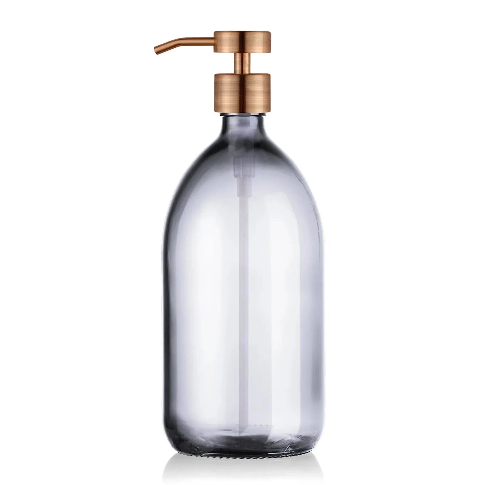 Distributeur de savon en verre transparent  de 1L avec pompe doseuse inox cuivré