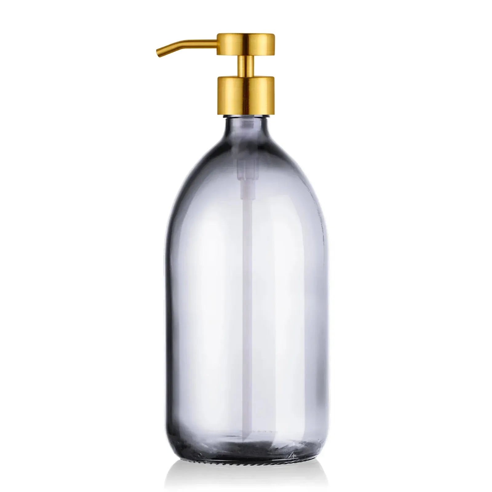 Distributeur de savon en verre transparent  de 1L avec pompe doseuse inox doré