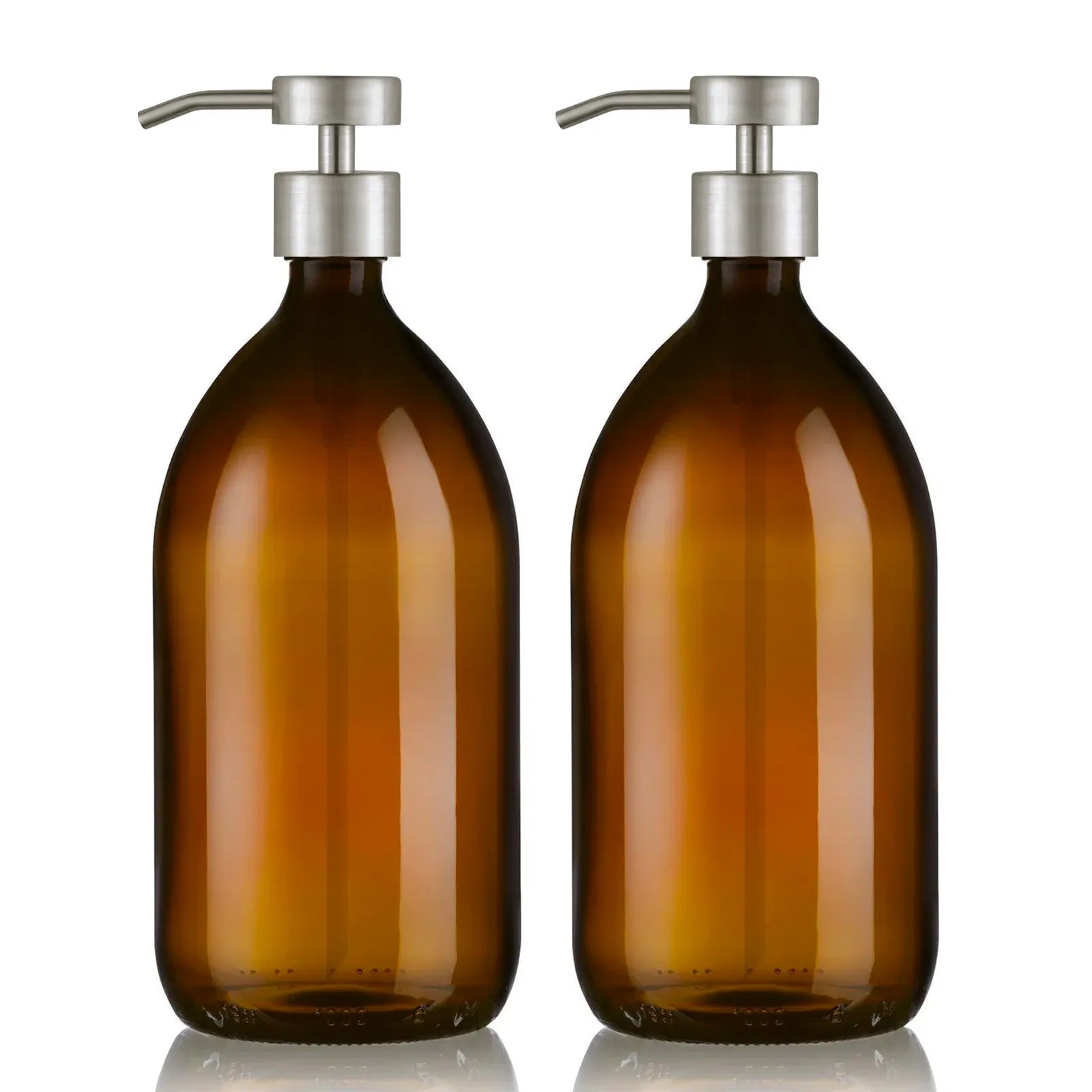 Duo de distributeur de savon ambré 1l avec pompe design argenté