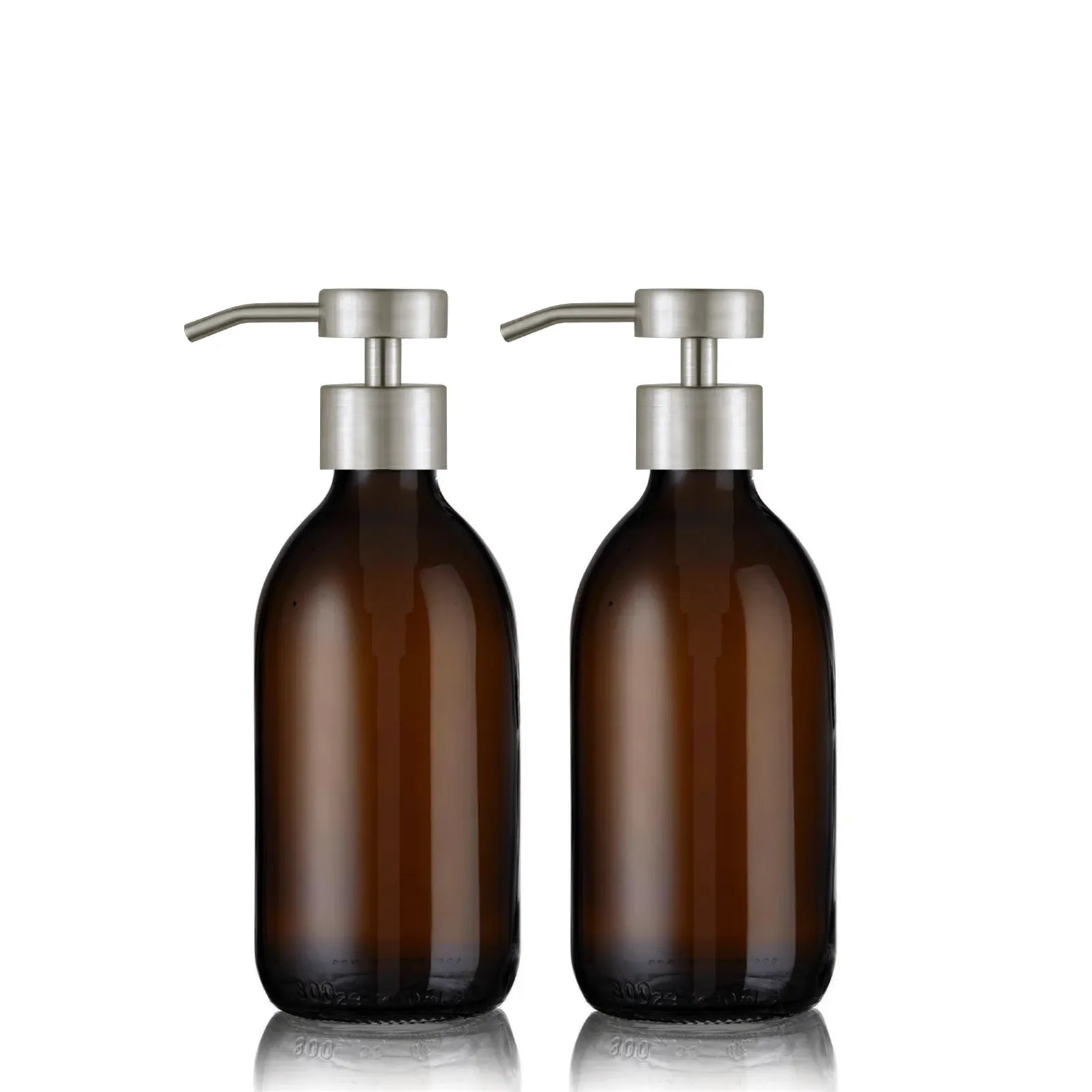Duo de distributeur de savon ambré 300ml avec pompe design argenté