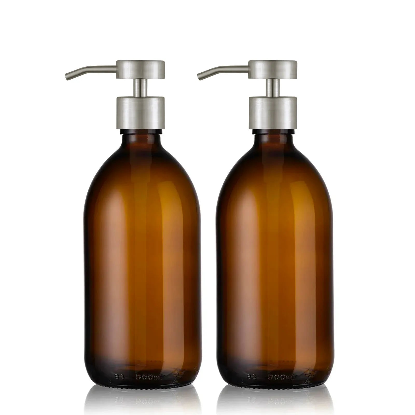 Duo de distributeur de savon ambré 500ml avec pompe design argenté