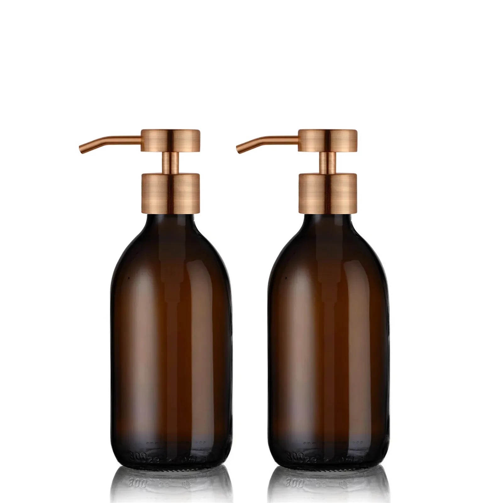 Duo de distributeur de savon ambré 300ml avec pompe design cuivré