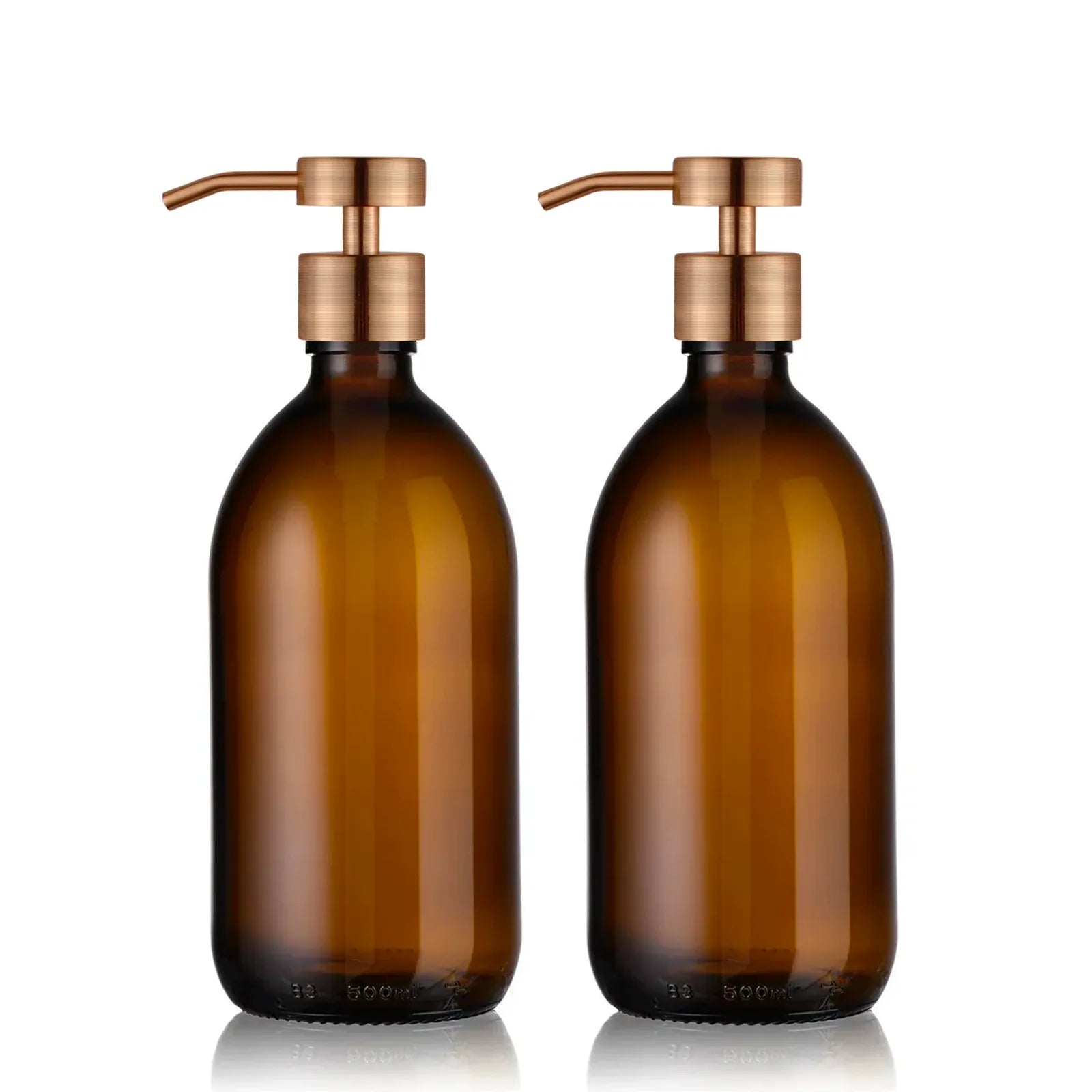Duo de distributeur de savon ambré 500ml avec pompe design cuivré