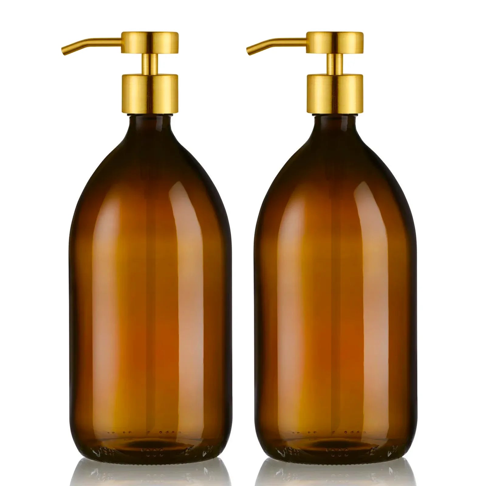Duo de distributeur de savon ambré 1l avec pompe design doré