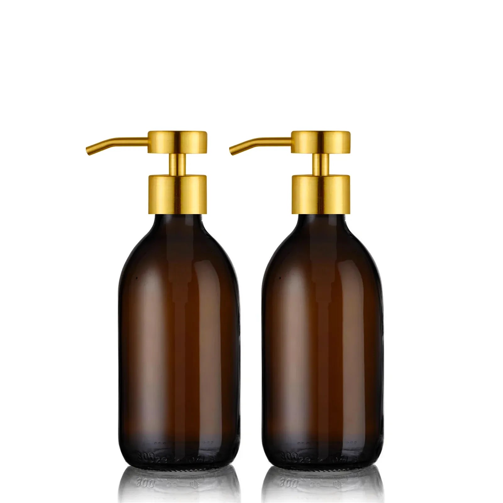 Duo de distributeur de savon ambré 300ml avec pompe design doré