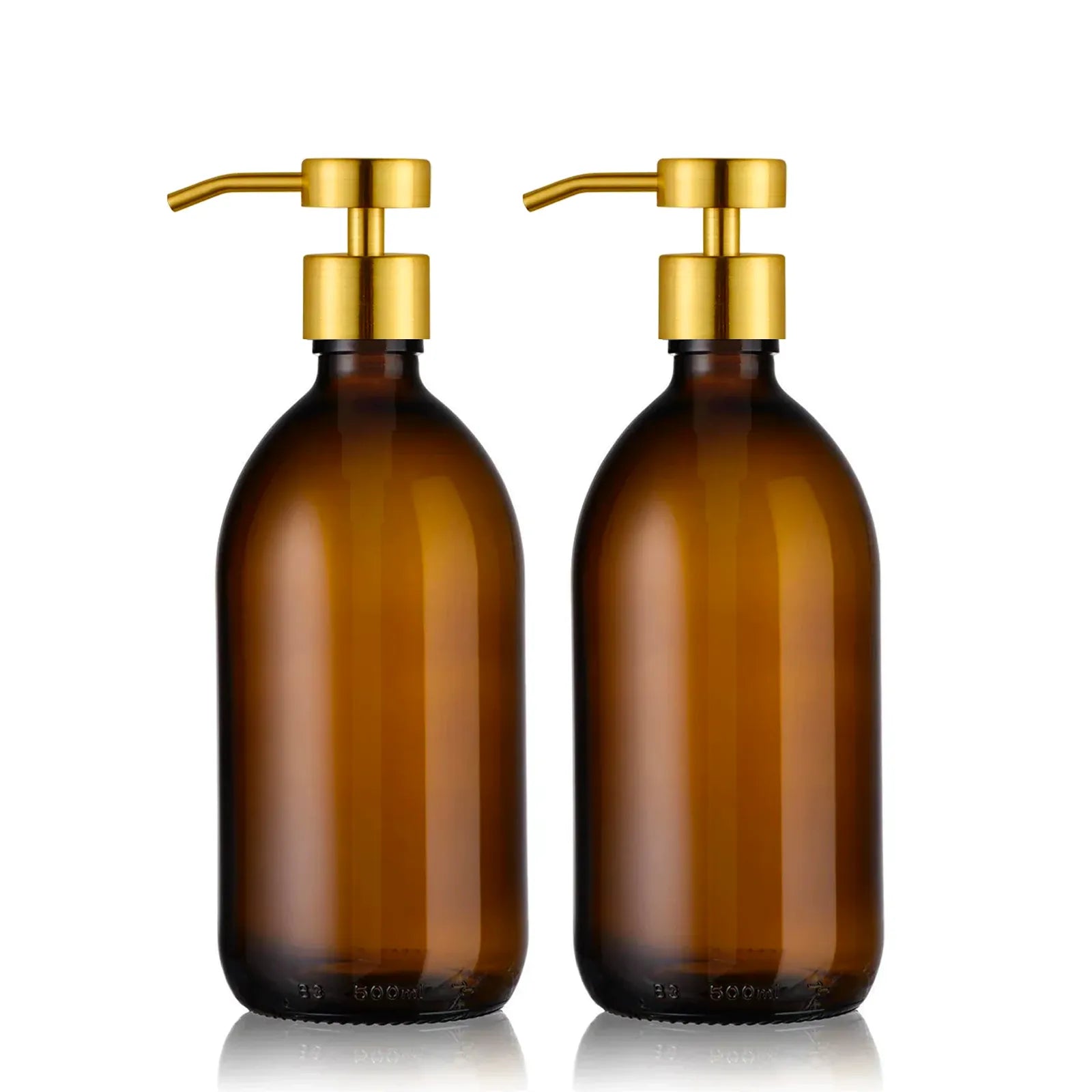 Duo de distributeur de savon ambré 500ml avec pompe design doré