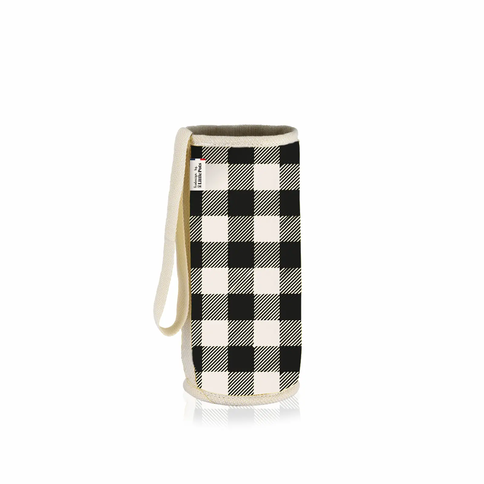 Housse de protection pour gourde en verre personnalisée motif vichy