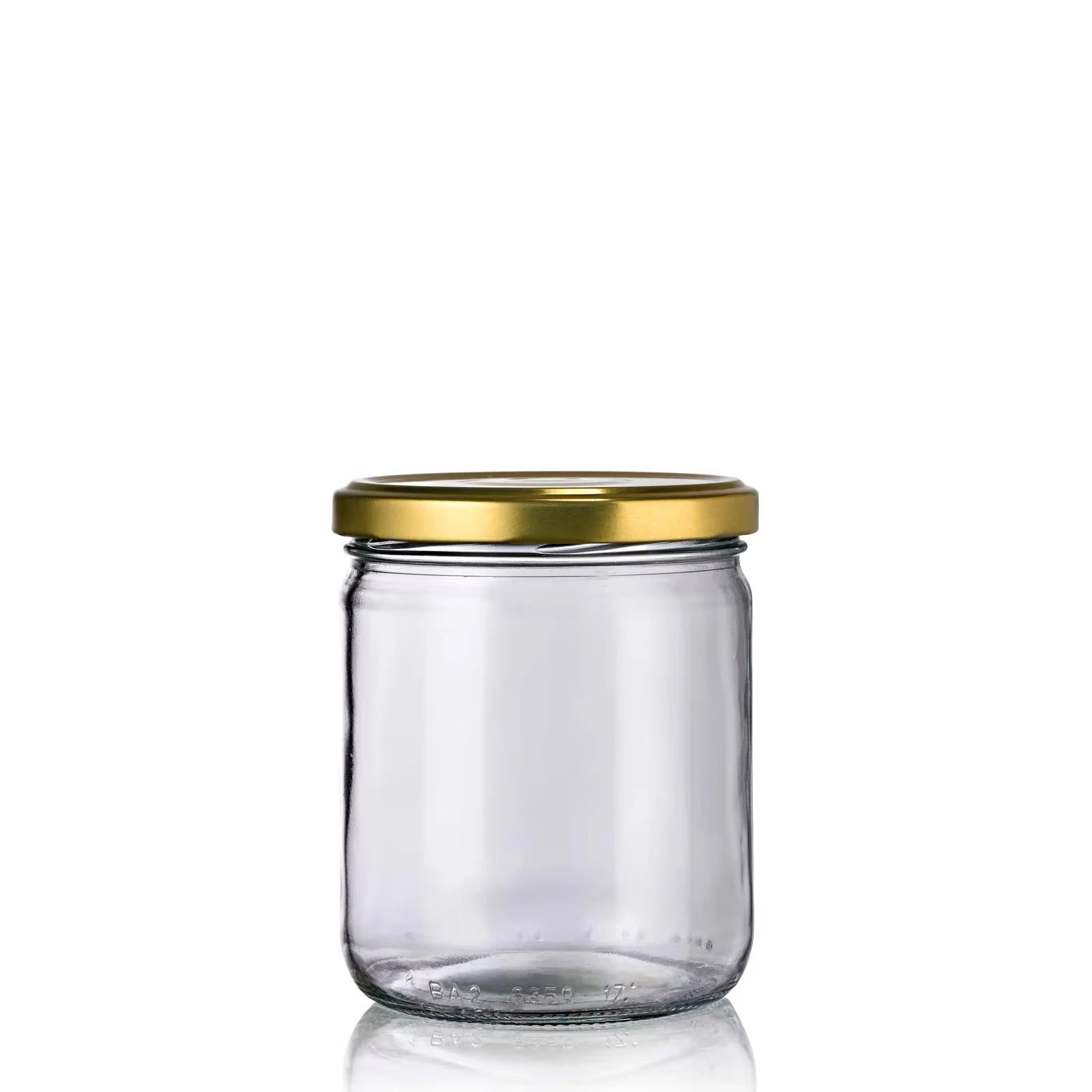 bocal en verre normalisé 446ml avec couvercle or