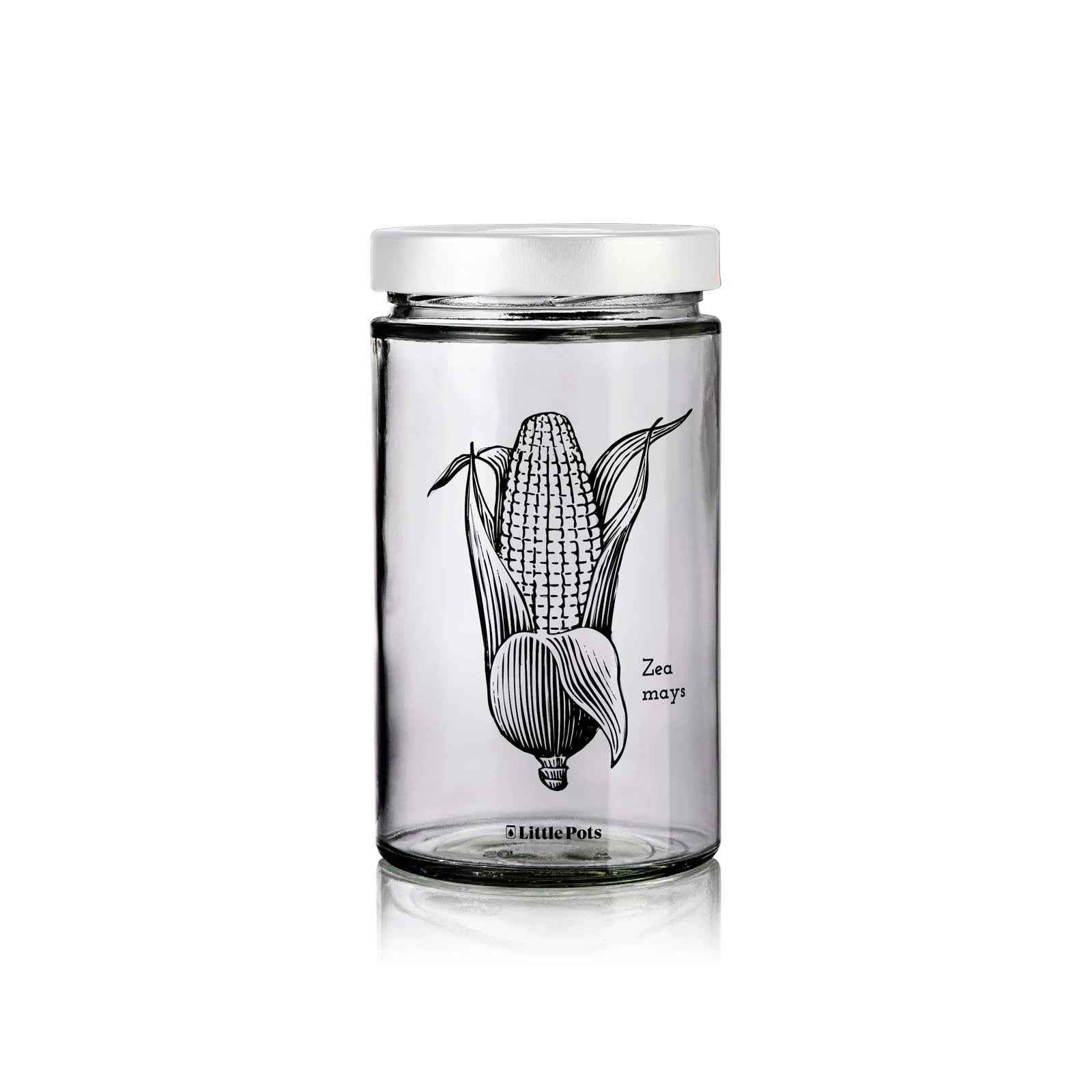 bocal en verre 720 mL decors maïs avec couvercle blanc