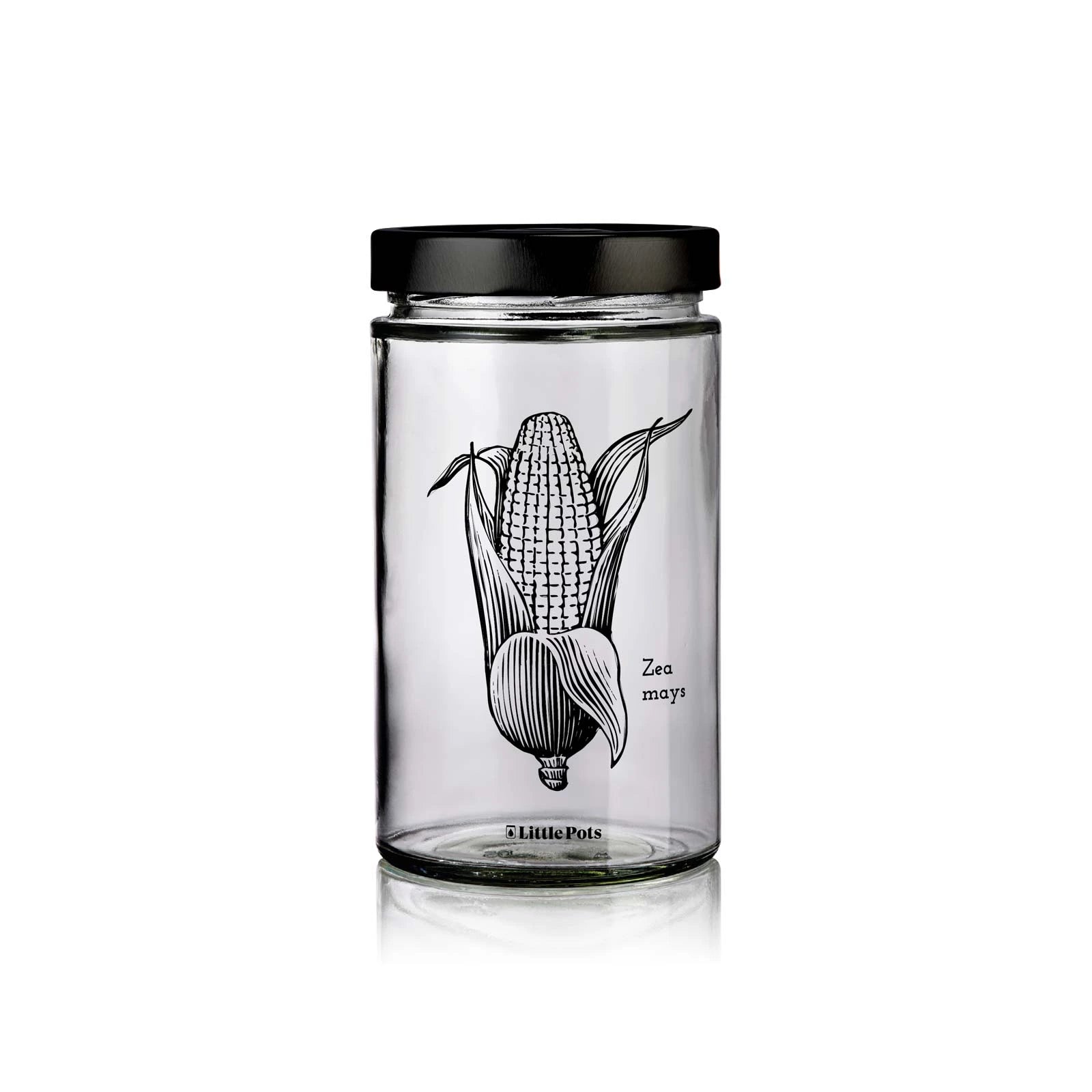 bocal en verre 720 mL decors maïs avec couvercle noir