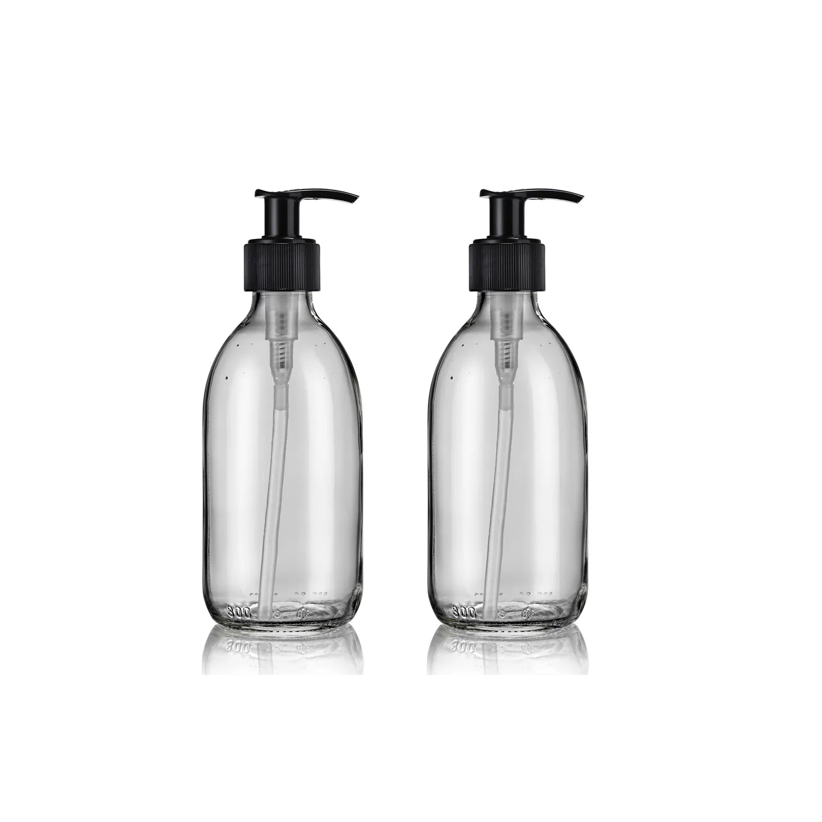 Pack de 2 flacons en verre transparent distributeur de savon