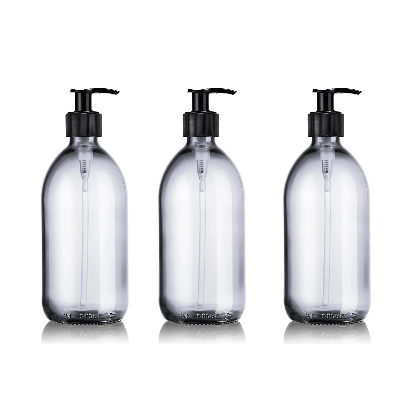 pack de 3 distributeurs de savon en verre transparent 500 mL