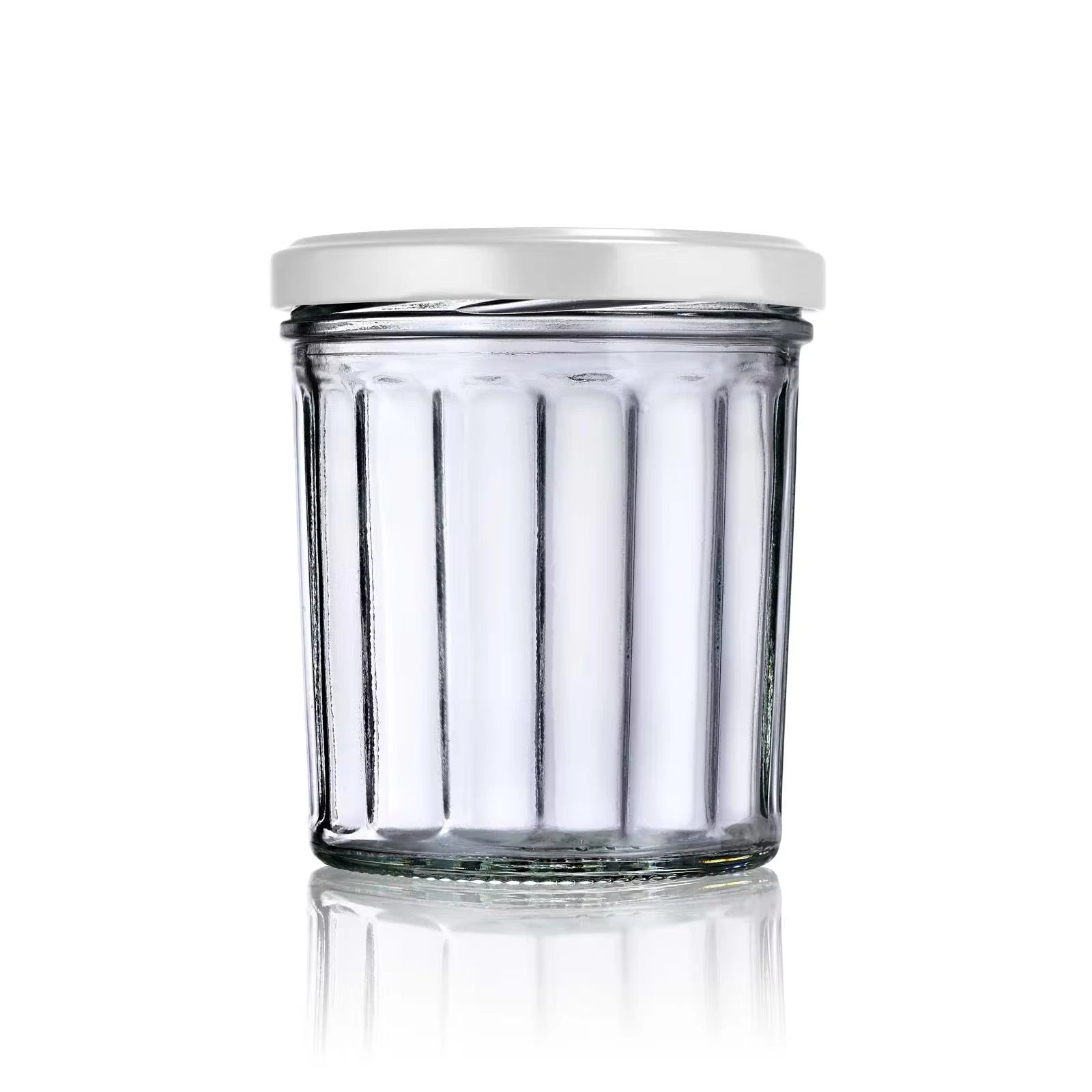 Pot en verre vide pour confiture avec couvercle twist-off blanc