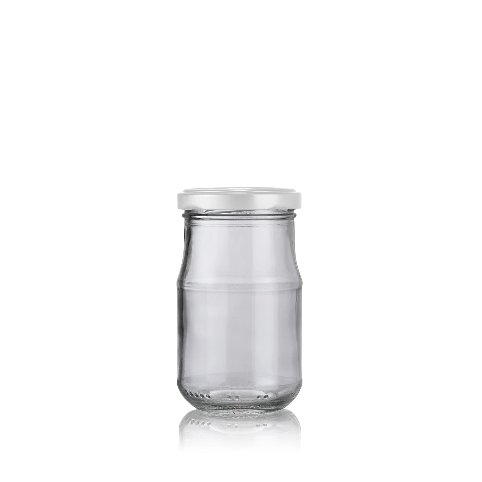 Pot de sauce en verre 212 ml avec couvercle blanc