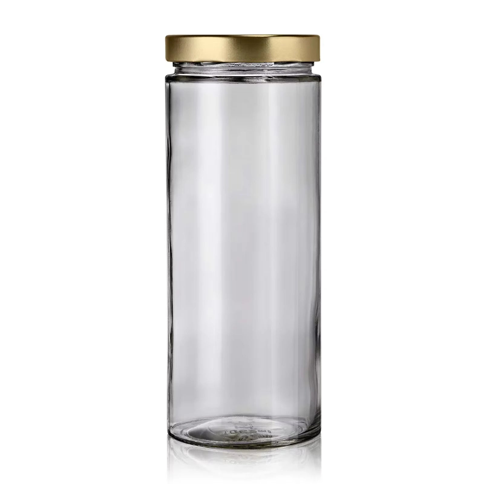 Grand bocal en verre recyclé de 1062 mL moderne avec couvercle or